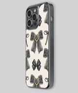 Black Heart Pearl Bow iPhone Case 2