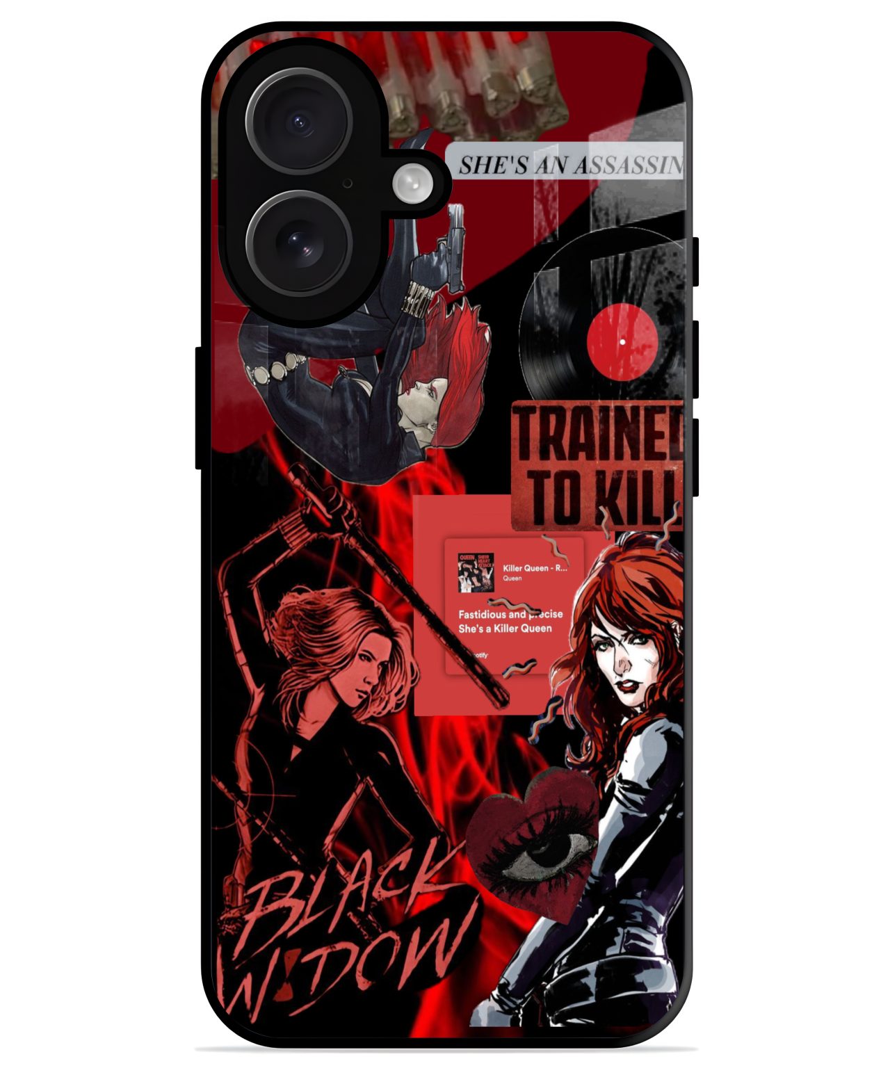Black Widow Collage Case iphone 16 plus back cover 1