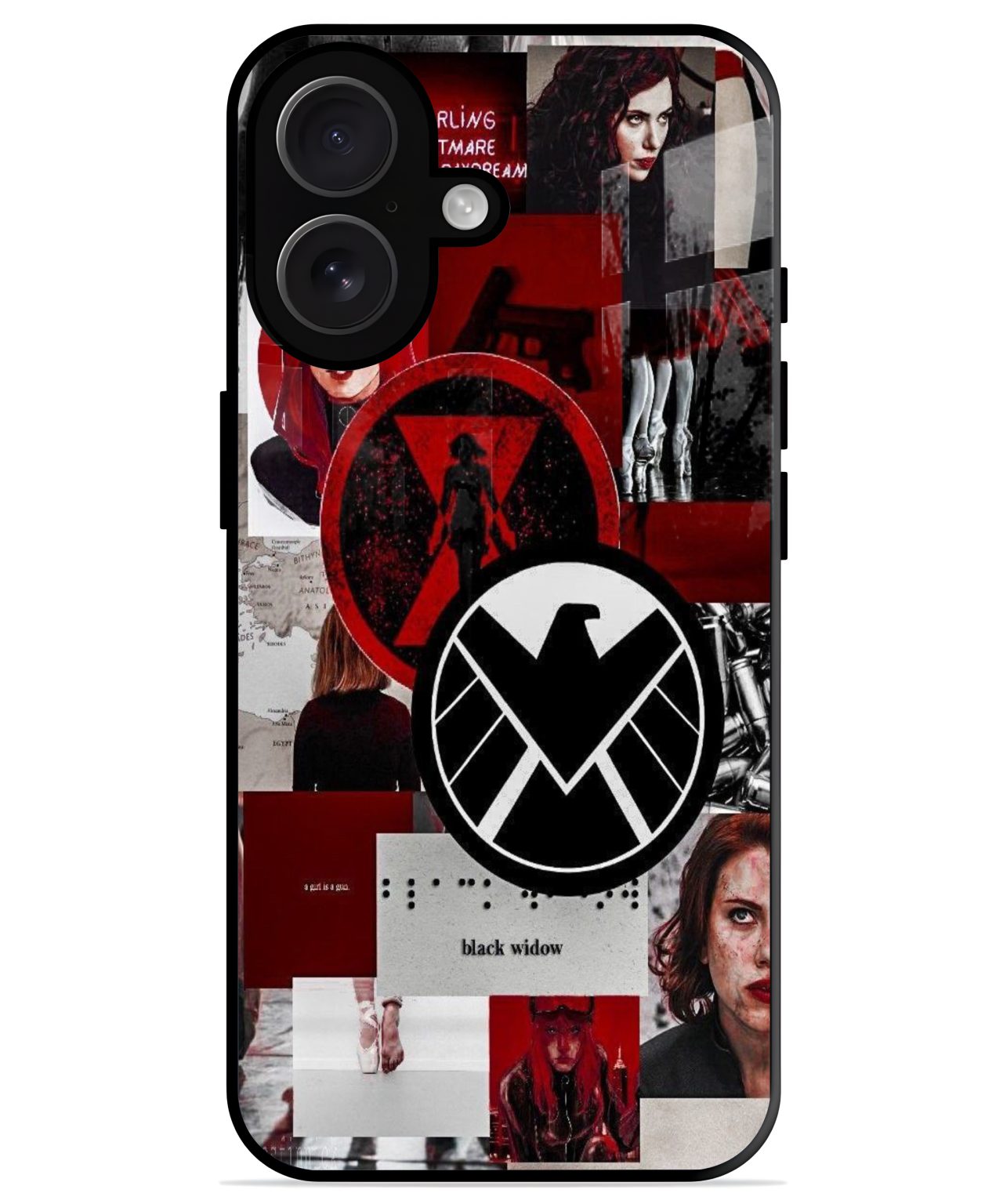 Black Widow Shield Emblem iphone 16 plus back cover 1