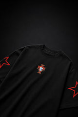 Cristiano Ronaldo CR7 number 7 black oversized t-shirt with red print and signature