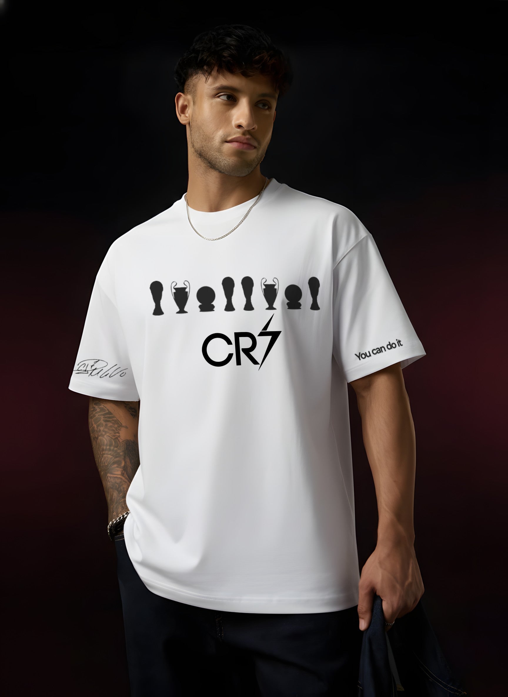 Cristiano Ronaldo Trophy Legacy Oversized T-Shirt – CR7 "You Can Do It" Fan Tee India