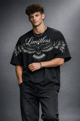 Black Spirit Wings Oversized T-Shirt for Men 5