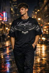 Black Spirit Wings Oversized T-Shirt for Men 2