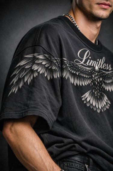 Black Spirit Wings Oversized T-Shirt for Men 4