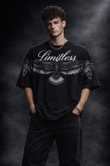 Black Spirit Wings Oversized T-Shirt for Men 1