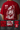 CHAL brand red oversized t-shirt with white graphic print of dice and text. Model wearing the t-shirt to showcase the relaxed, oversized fit.