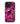 Phone case with a vibrant pink and purple design featuring a woman with colorful hair on a white background.