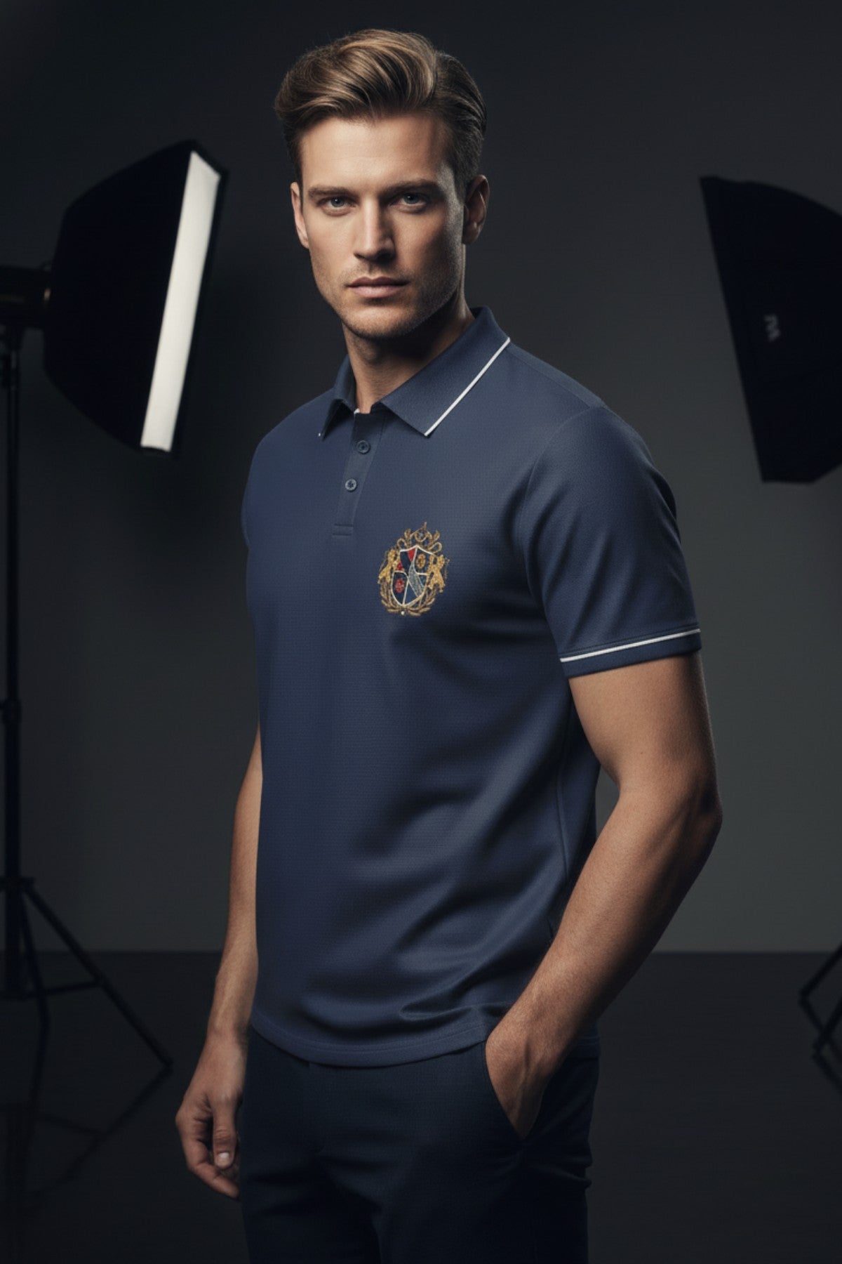 Classic Navy Blue Polo T-Shirt with Polo Mark 1
