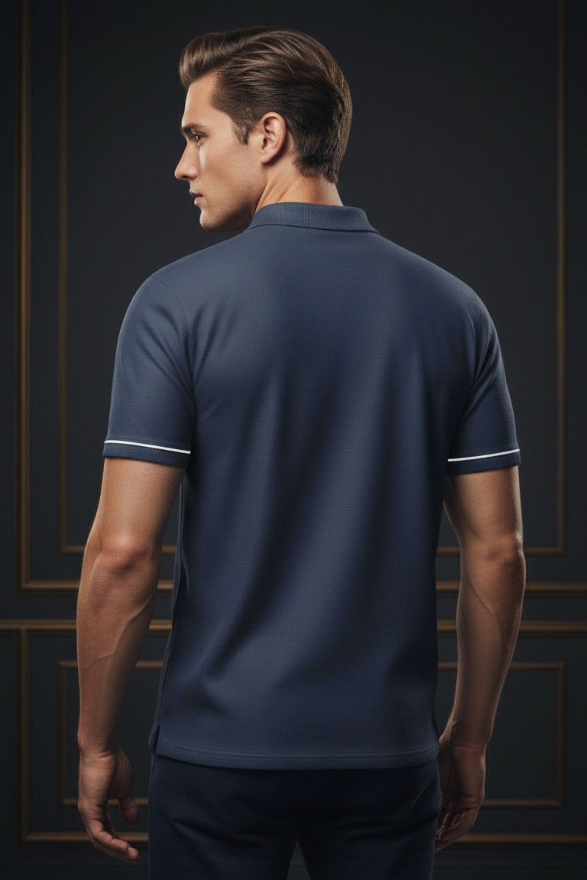 Classic Navy Blue Polo T-Shirt with Polo Mark 4