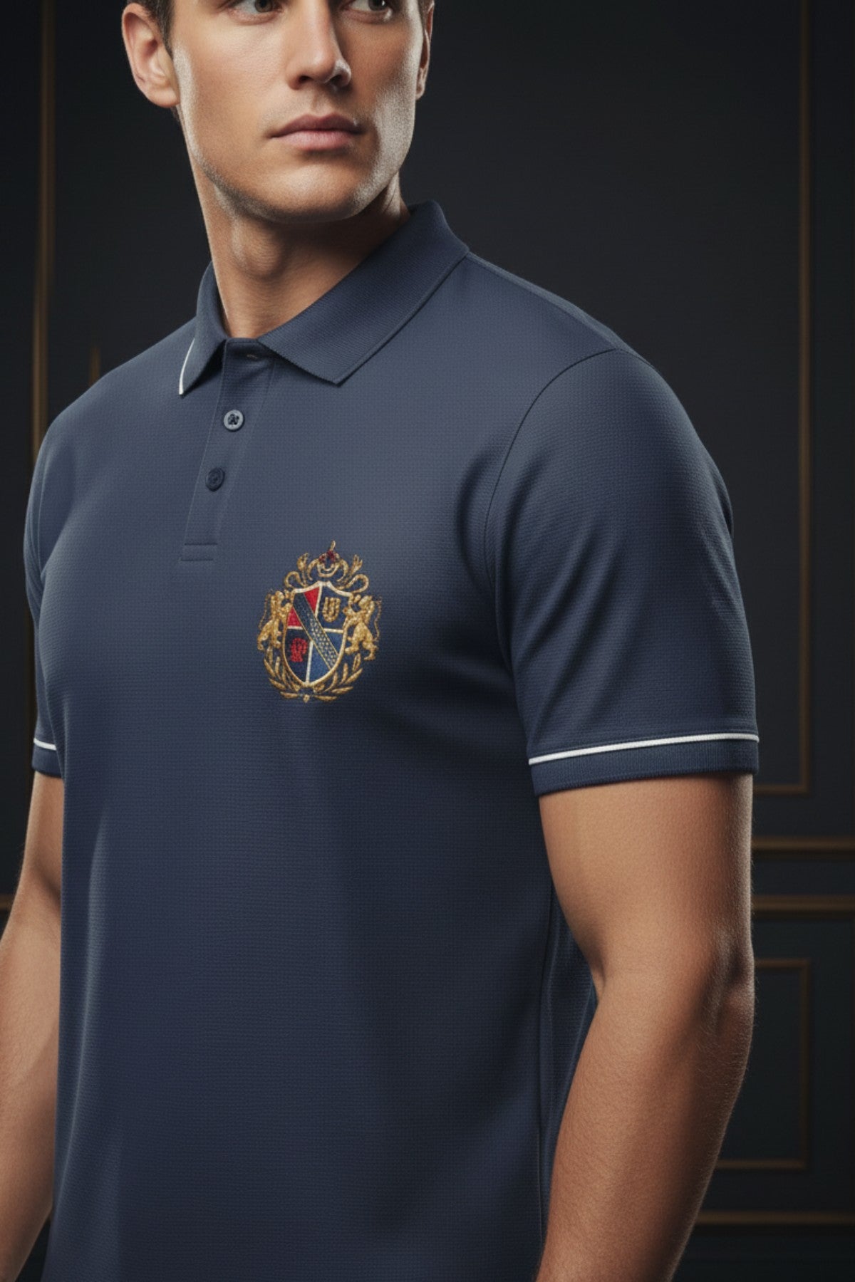Classic Navy Blue Polo T-Shirt with Polo Mark 5