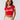 Back view of a woman wearing a red Coco-Cola crop top with white trim and beige high-waisted pants against a white background.