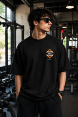 Black unisex oversized t shirt Discipline Over Motivation orange chest Success Is Not For The Lazy back graphic POPCASE gym streetwear