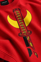 Red Demon Slayer anime oversized tshirt with six Upper Moon demon eyes HD print and Discipline Creates Freedom text