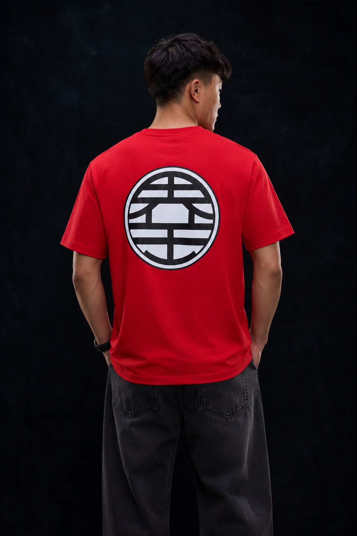 POPCASE Dragon Ball Z Kame King Kai symbol graphic oversized t shirt white red anime streetwear tshirt unisex DTF print