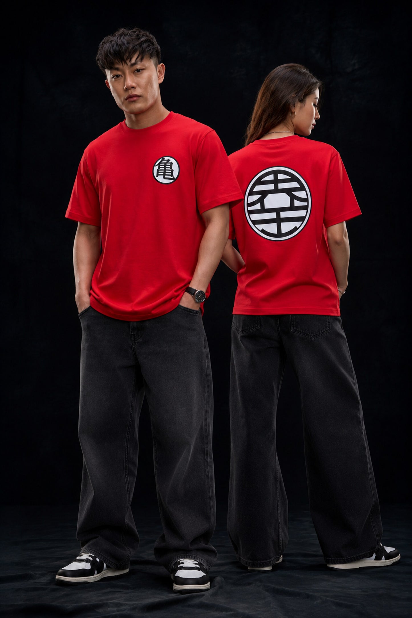 POPCASE Dragon Ball Z Kame King Kai symbol graphic oversized t shirt white red anime streetwear tshirt unisex DTF print