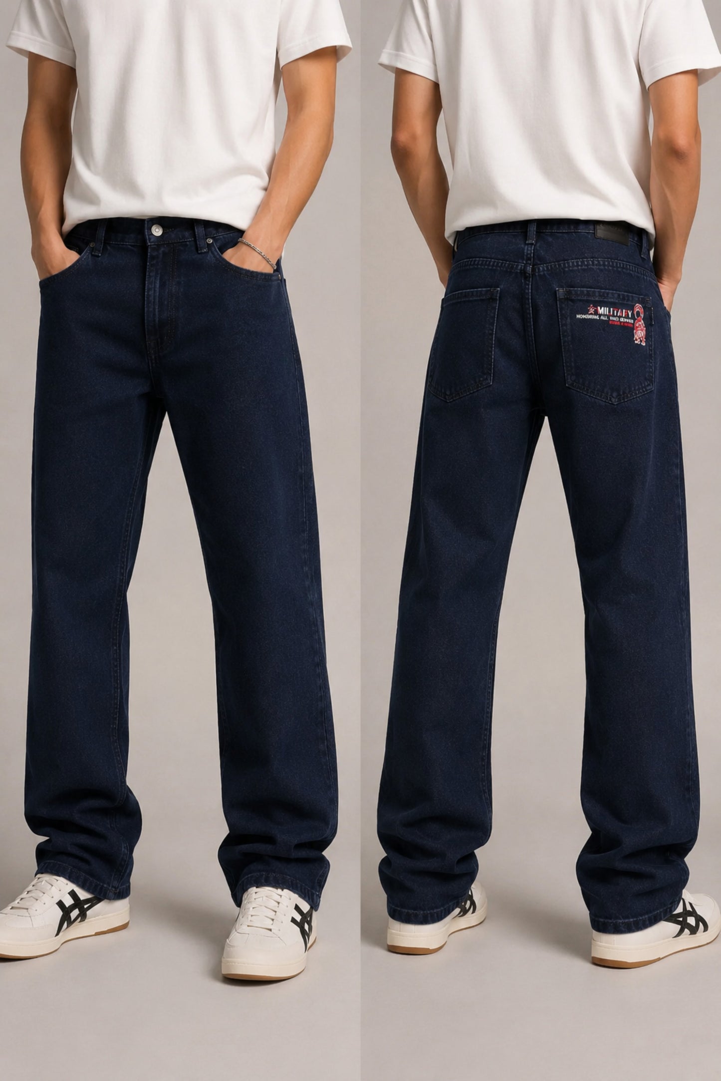 Men's Black Washed Baggy Fit Denim Jeans