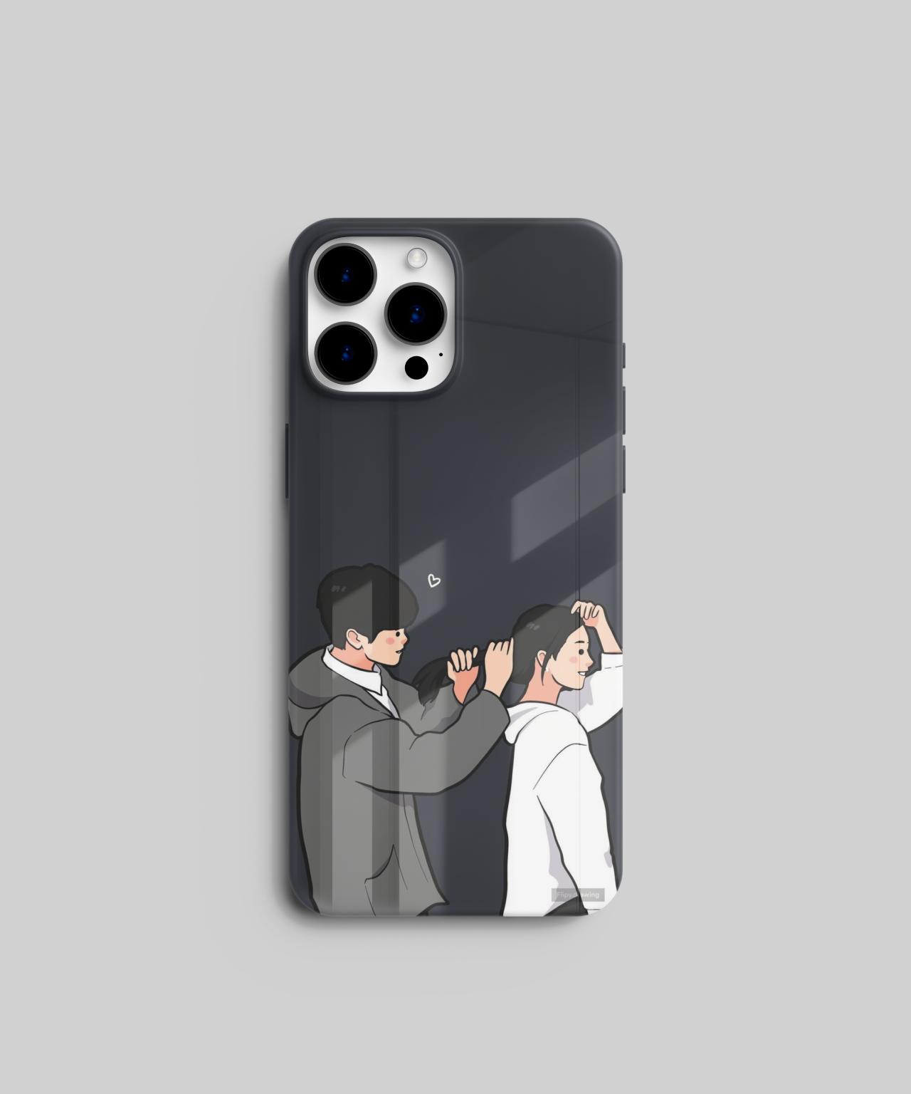 Best Friend Boy and Girl Cute Hair-Manage Mobile Case 7 glass