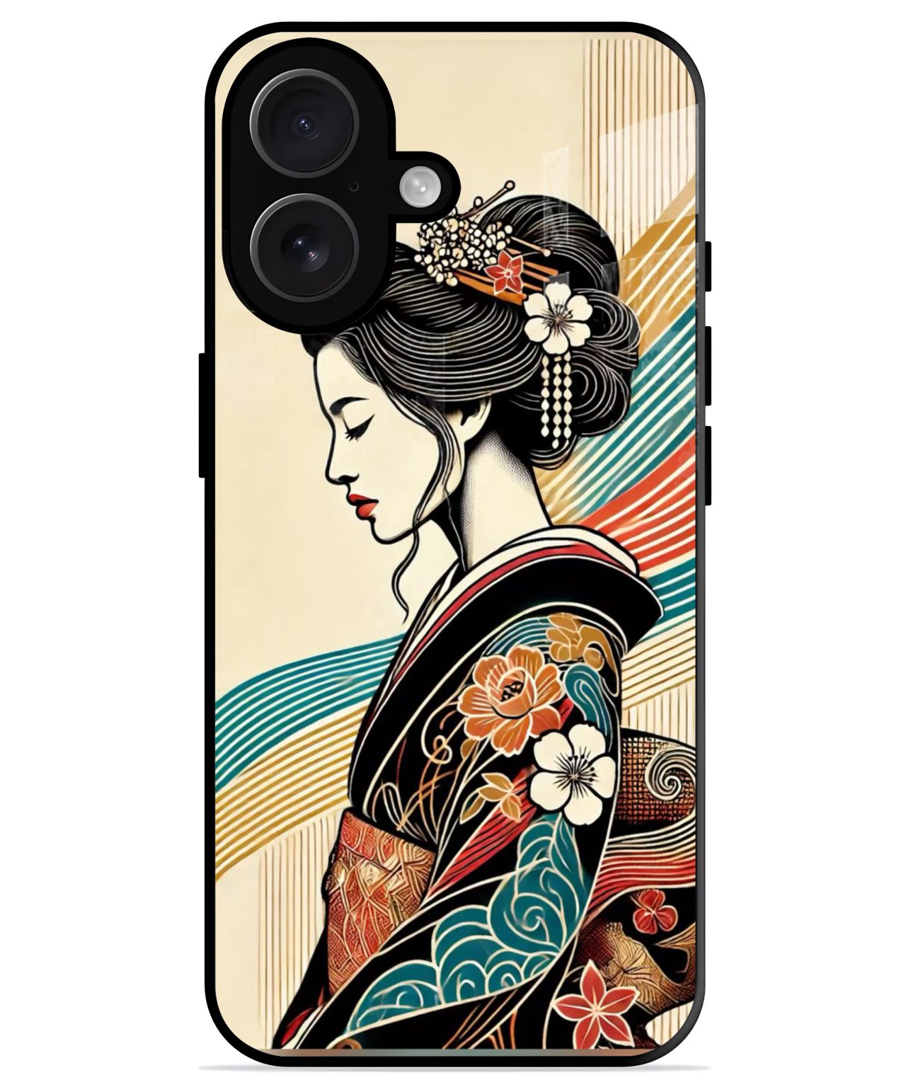 Elegant Geisha Art iphone 16 plus back cover 1