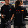 POPCASE black oversized t shirt red F1 logo number 3 Verstappen chest graphic racing streetwear tshirt premium cotton - black