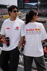 POPCASE black oversized t shirt red F1 logo number 3 Verstappen chest graphic racing streetwear tshirt premium cotton - white