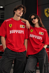 Iconic Ferrari F1 Racing Livery Graphic Oversized T Shirt White