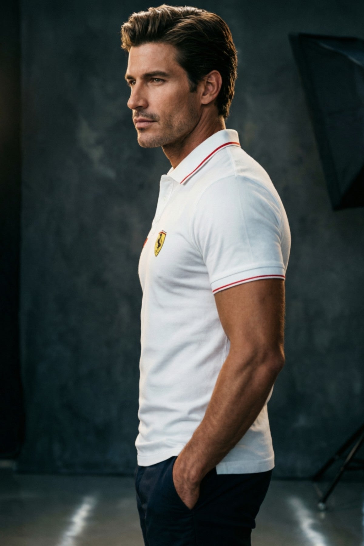 White Ferrari F1 Racing Polo T-Shirt for Men 2