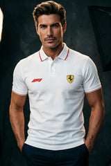 White Ferrari F1 Racing Polo T-Shirt for Men 1