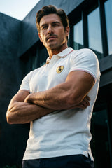 White Ferrari F1 Racing Polo T-Shirt for Men 4