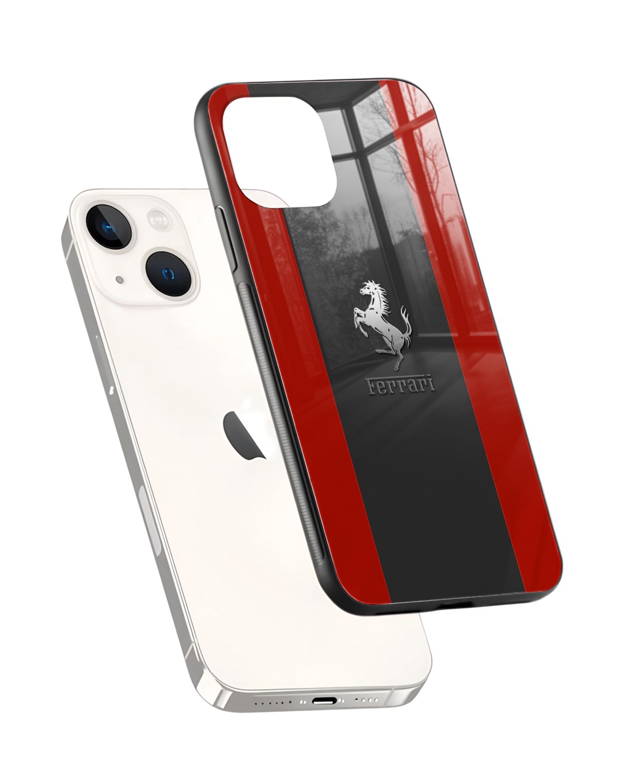 Ferrari Horse Carbon Logo Glass Case 2