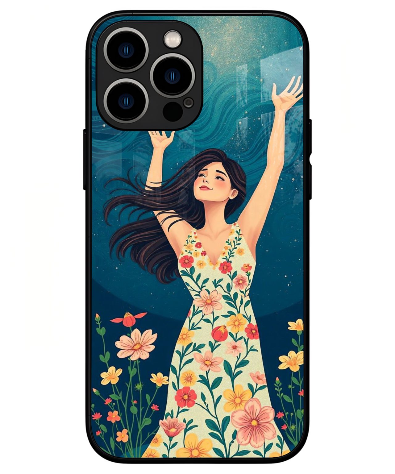 Floral Joyful Woman iphone 13 pro max back cover 1
