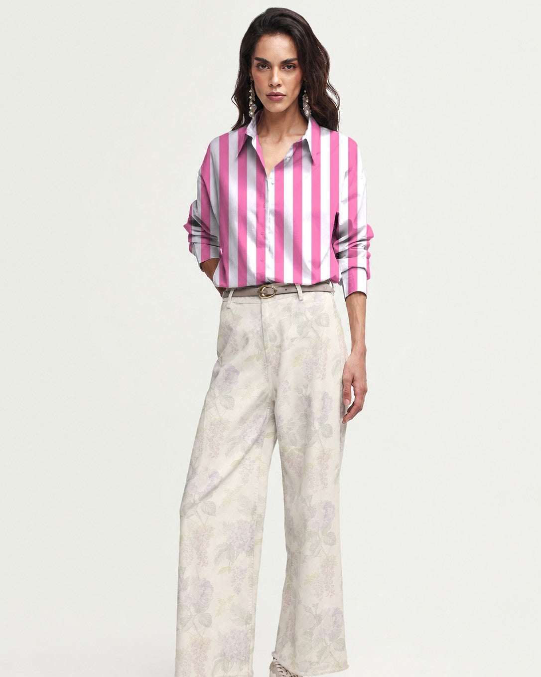 Pink Stripe Oversized Summer Shirt 1