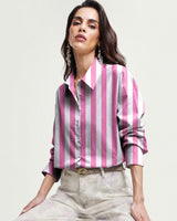 Pink Stripe Oversized Summer Shirt 3
