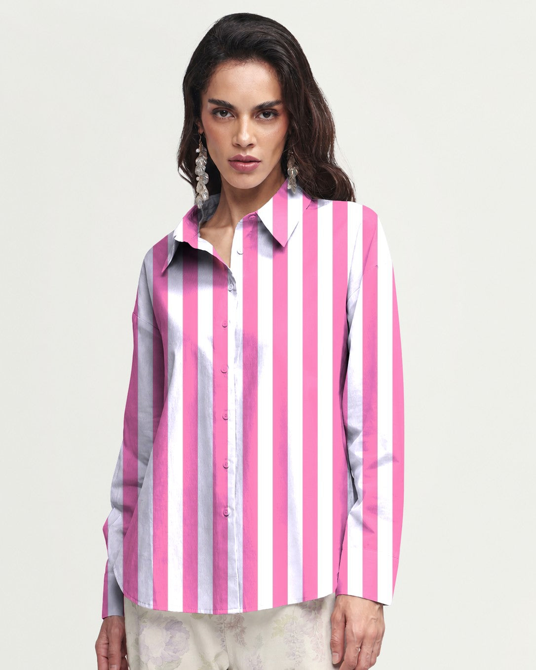Pink Stripe Oversized Summer Shirt 2