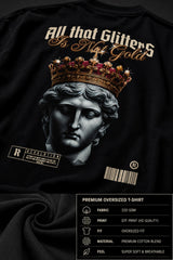 Red and white unisex oversized t shirt All That Glitters Is Not Gold gothic Roman emperor jeweled crown back graphic POPCASE streetwear
