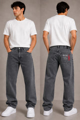 Men's Black Washed Baggy Fit Denim Jeans