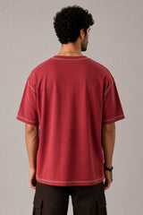 Red Thread & Co. oversized t-shirt featuring a detailed Gryffindor crest graphic with a lion, designed for a trendy streetwear look.