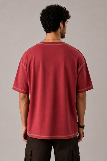 Red Thread & Co. oversized t-shirt featuring a detailed Gryffindor crest graphic with a lion, designed for a trendy streetwear look.