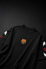 Lamine Yamal Barcelona number 10 black oversized t-shirt with red and gold design