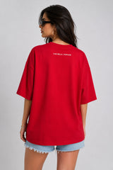 POPCASE Lemons Girl red oversized t shirt with lemon fruit graphic thats lemons slogan print streetwear premium cotton