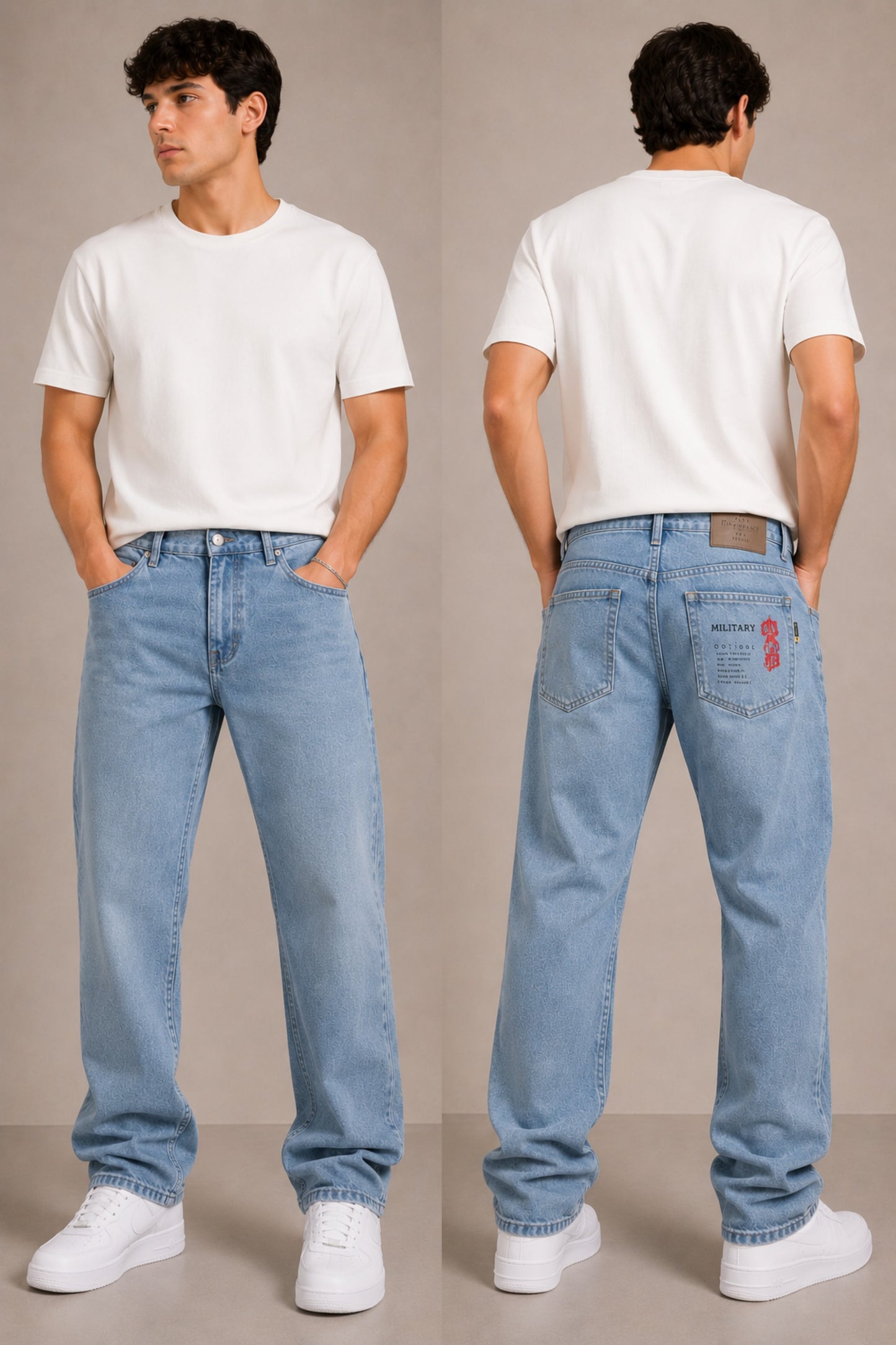 Men's Frost Grey Baggy Fit Jeans