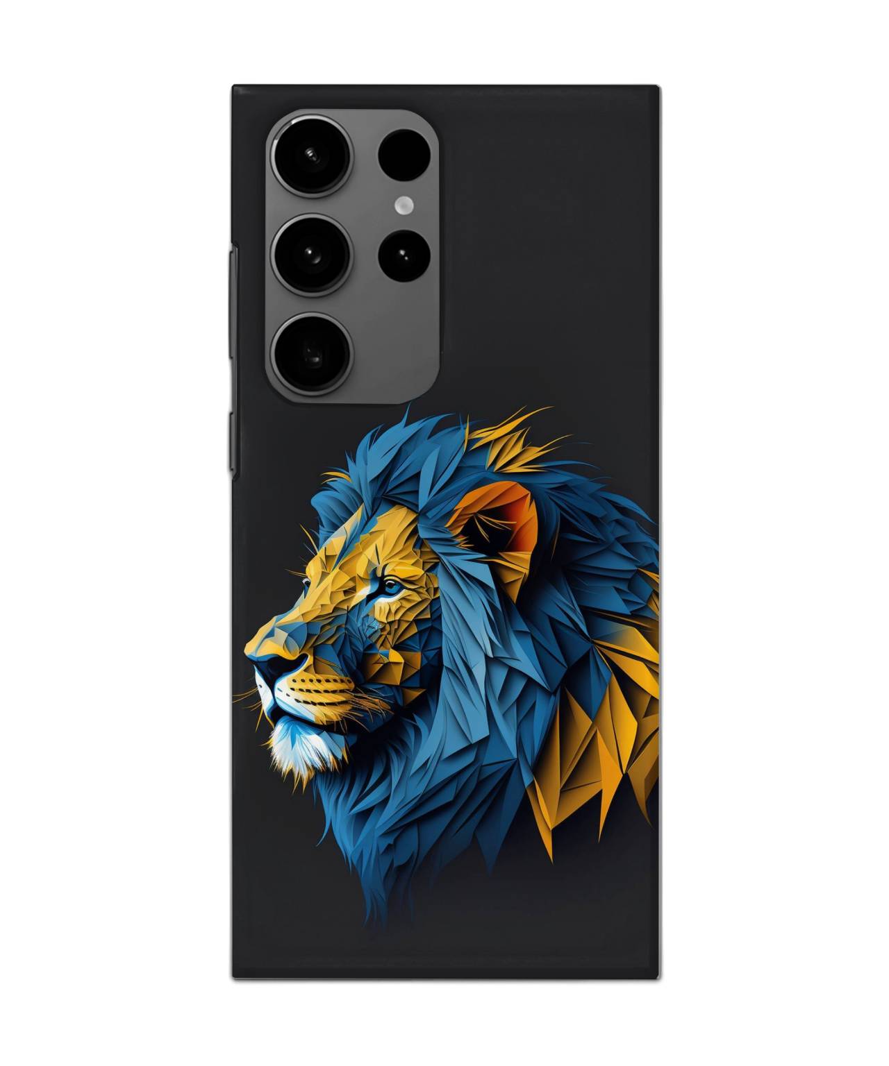 Luminous Yellow Lion with Blue Neon Phone Case for Samsung s24 ultra 1