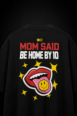 Rebellion black oversized t-shirt with bold white text and gold sparkle star graphic