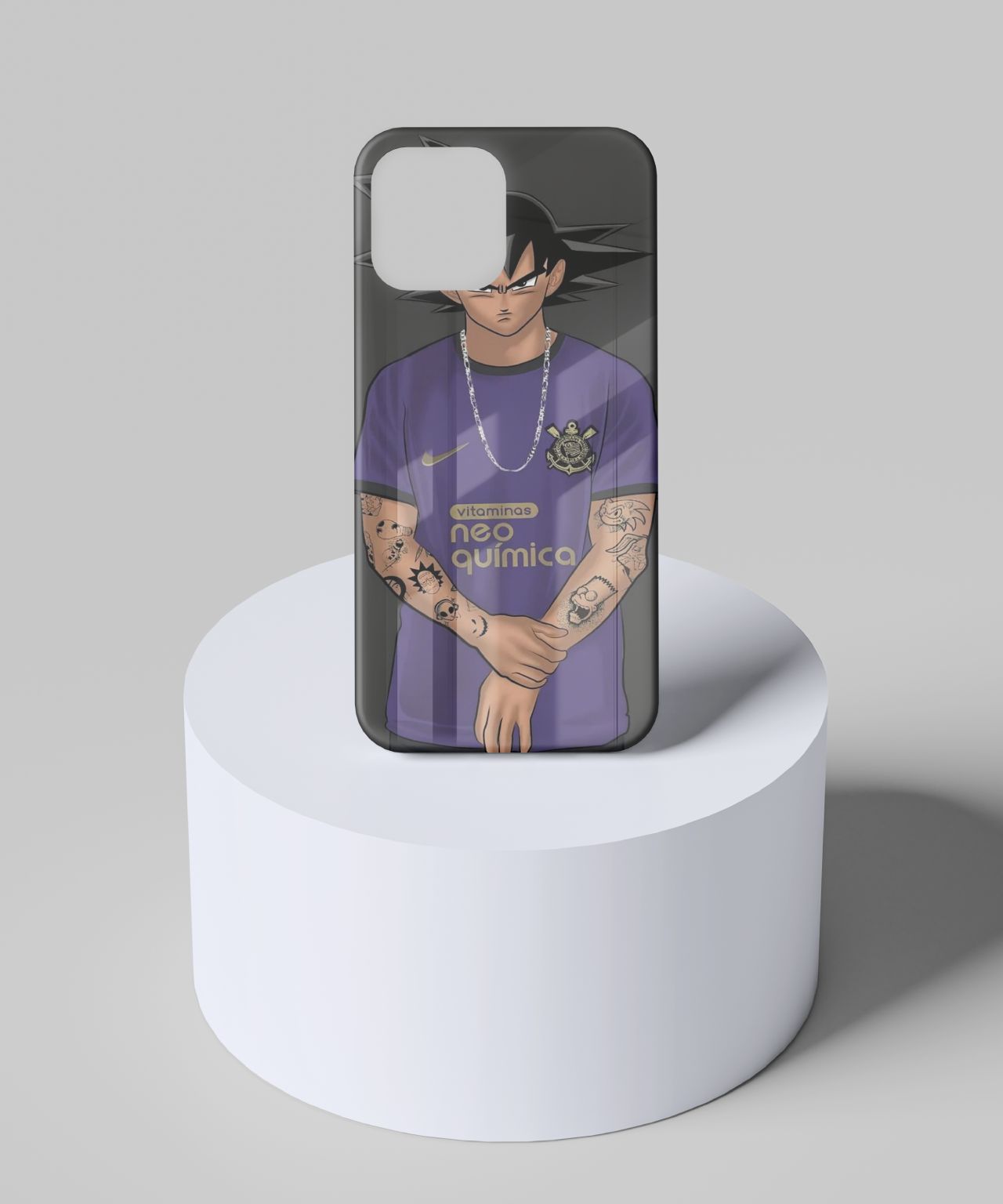 Modern Goku with Chain and Tattoo Mobile Case 7 glass