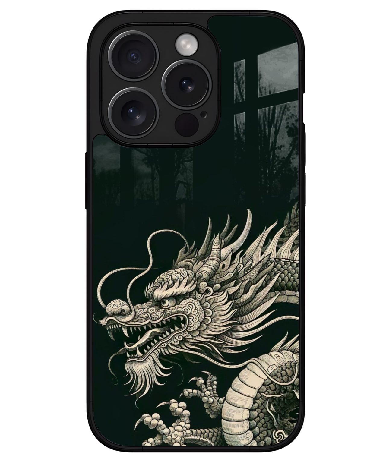 Mystic Dragon Monochrome iphone 15 pro max back cover 1
