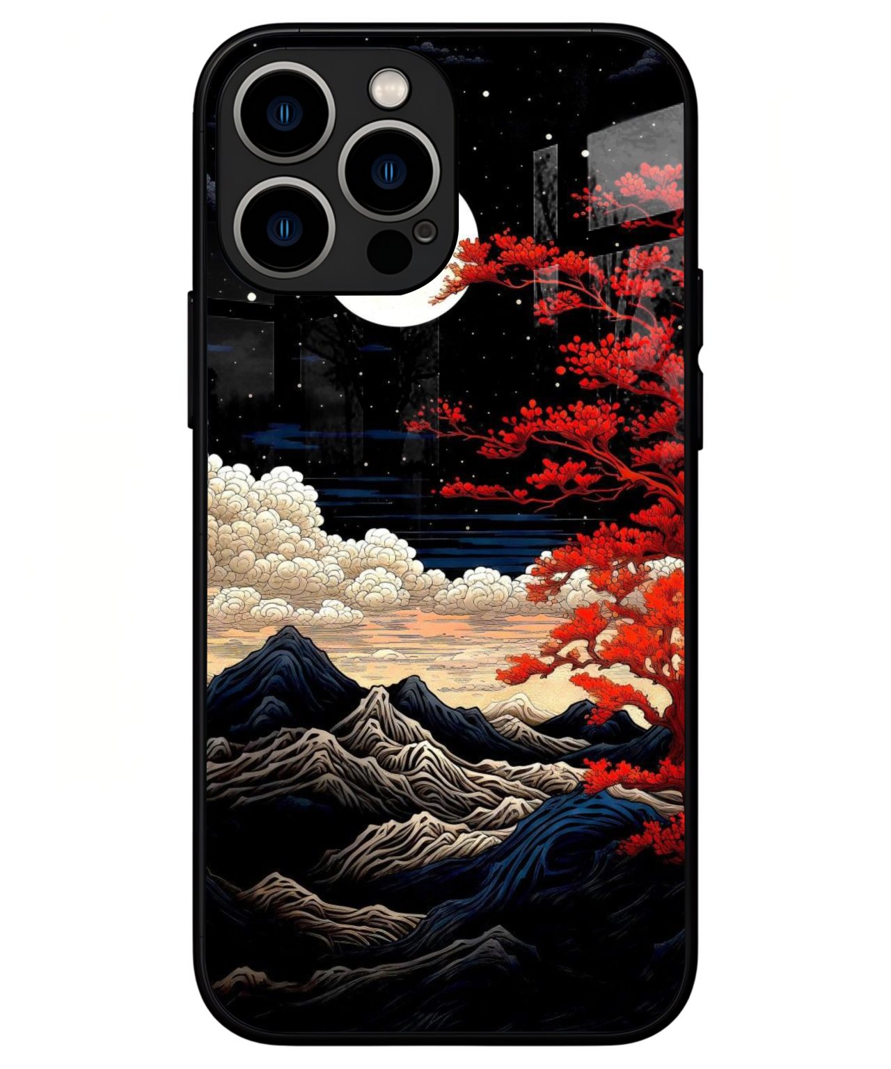Mystic Mountains and Crimson Tree iphone 13 pro max back cover 1
