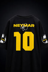 Neymar Jr Brazil number 10 black oversized t-shirt with yellow print and signature - black