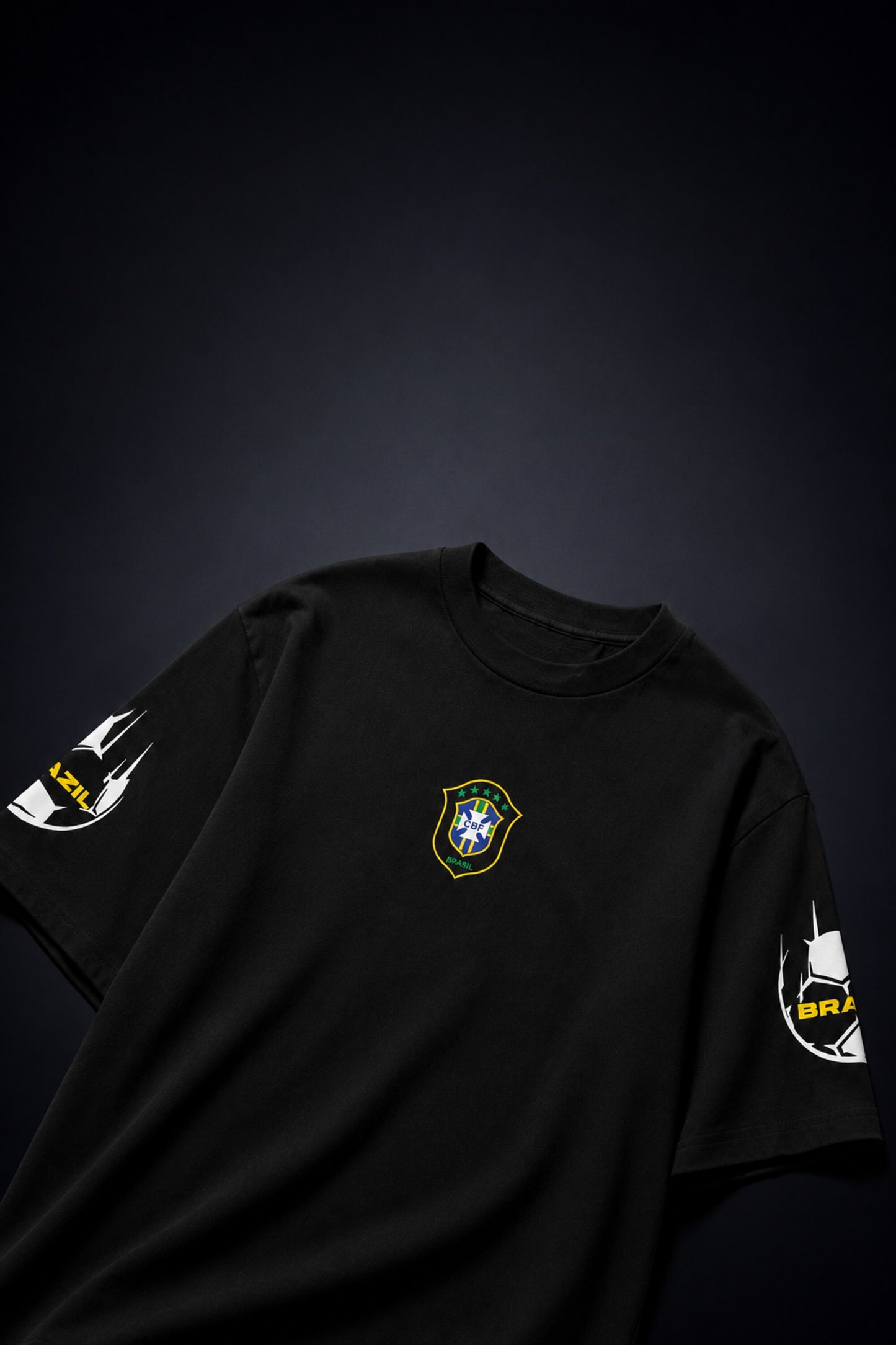 Neymar Jr Brazil number 10 black oversized t-shirt with yellow print and signature