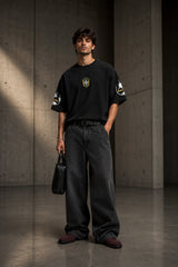 Neymar Jr Brazil number 10 black oversized t-shirt with yellow print and signature