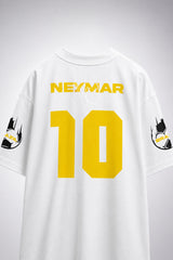 Neymar Jr Brazil number 10 black oversized t-shirt with yellow print and signature - white