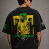Model wearing an oversized black Neymar Legacy t-shirt with green 'Neymar' graphic and Brazilian CBF crest on sleeve. - anthracite black